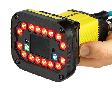 Man holding Cognex DataMan 370